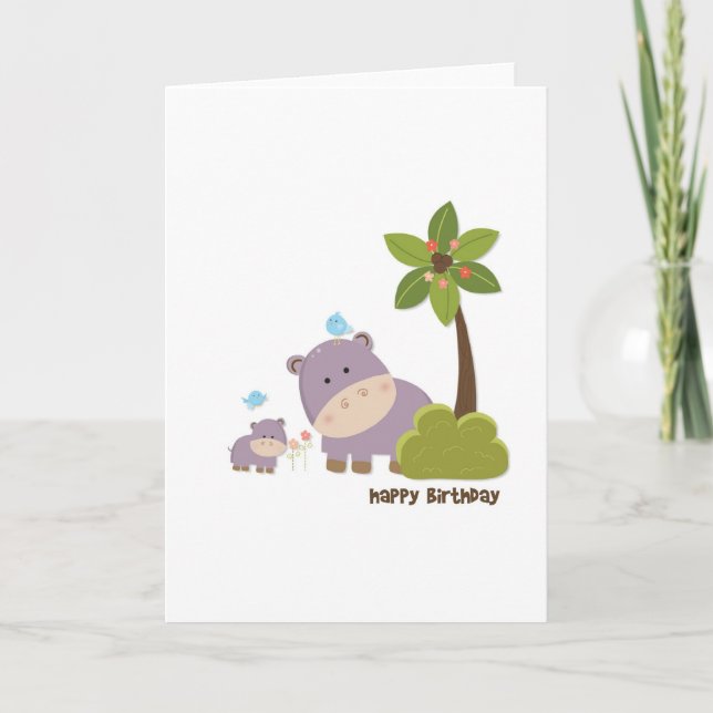 Carte d'anniversaire des Hippopotames de la Jungle (Devant)