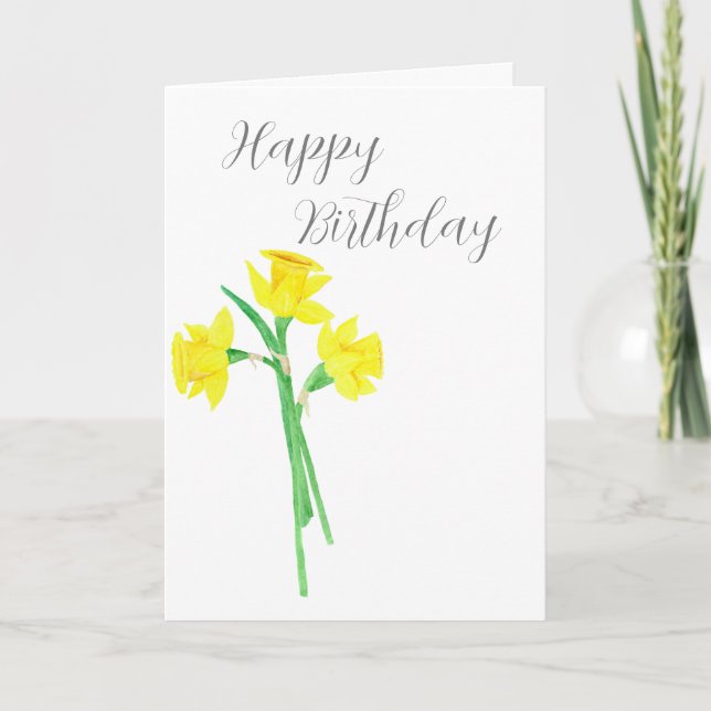 Carte d'anniversaire des jonquilles d'aquarelle (Devant)