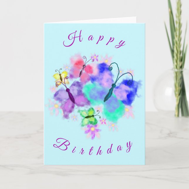 Carte d'anniversaire des papillons Watercolor (Devant)