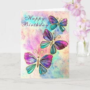 Carte d'anniversaire des papillons Watercolor