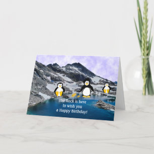 Carte d'anniversaire des pingouins cool
