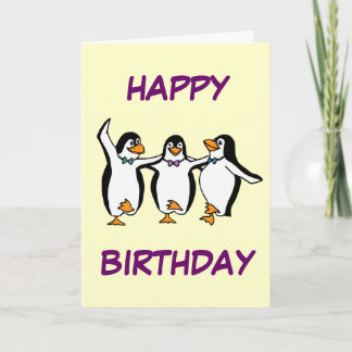 Carte d'anniversaire des pingouins dansants