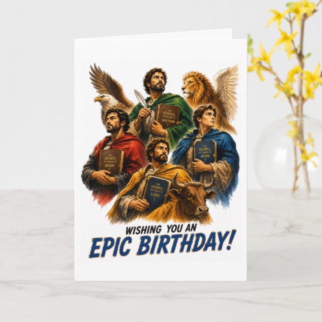 Carte d'anniversaire des quatre écrivains de l'Éva (Fleur jaune)
