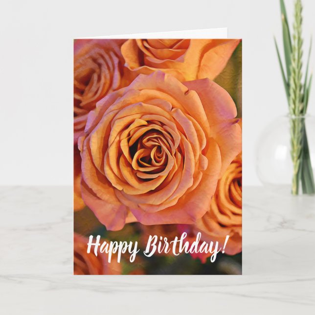 Carte d'anniversaire des Roses de corail orange (Devant)