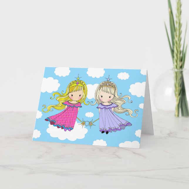 Carte d'anniversaire des Sœurs Jumelles Fée Prince (Devant)