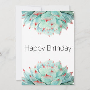 Carte d'Anniversaire des succulents d'aquarelle mo