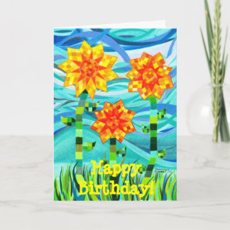 Carte d'anniversaire des tournesols dorés