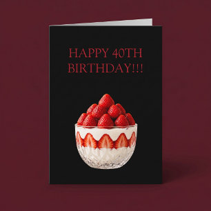 Carte d'anniversaire dessert aux fraises
