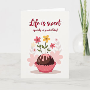 Carte d'anniversaire dessert floral