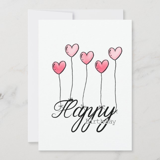 Carte d'anniversaire dessinée à la main avec ballo (Devant)