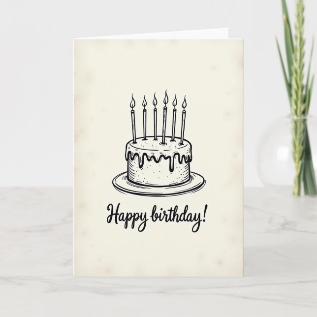Carte d'anniversaire dessinée à la main douce (Devant)