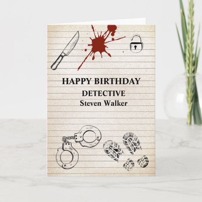 Carte d'anniversaire détective dossier d'enquête n (Devant)