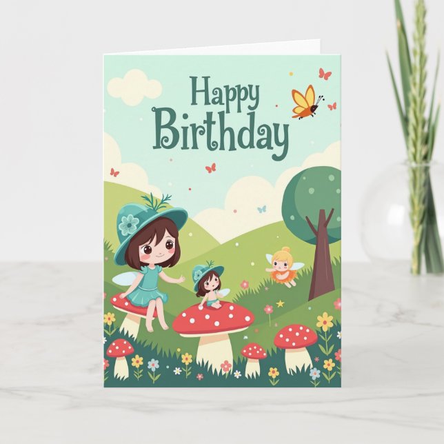 Carte d'anniversaire d'êtres magiques (Devant)