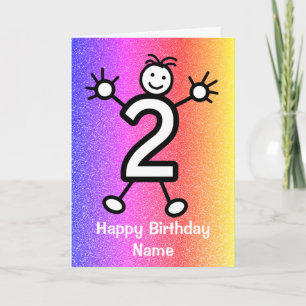 Carte d'anniversaire deux ans pour enfants heureux