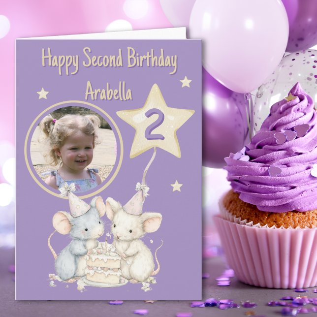 Carte d'anniversaire deux ans Watercolour One Phot (Créateur téléchargé)
