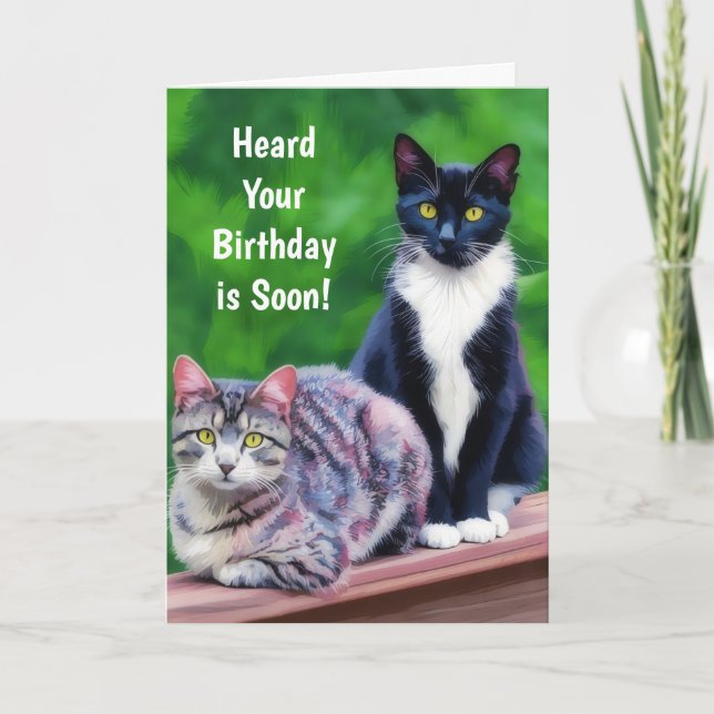 Carte d'anniversaire Deux Chats Amoureux de Chats  (Devant)
