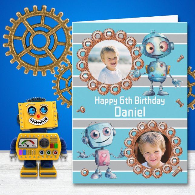 Carte d'anniversaire Deux Photo Robot 6 ans (Créateur téléchargé)