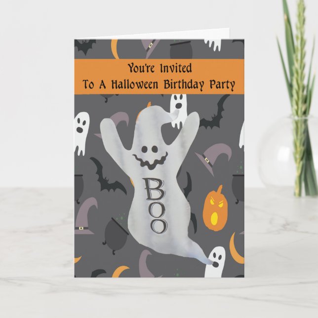 Carte d'anniversaire d'Halloween pour enfant w fan (Devant)