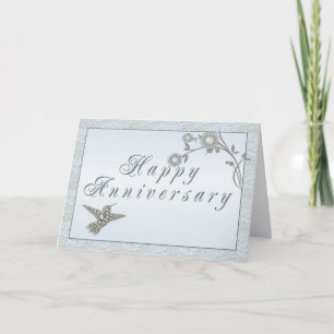 Carte d'anniversaire Diamond Pearl Hummingbird