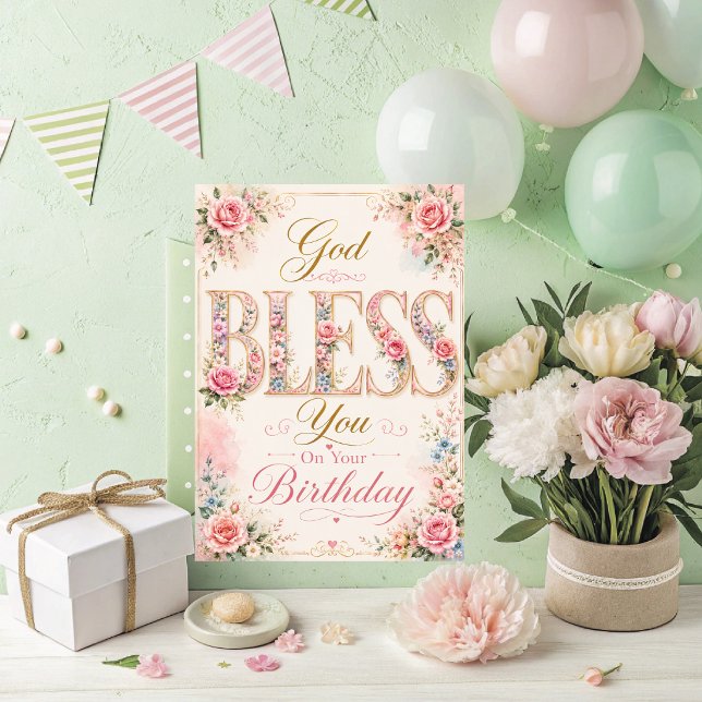Carte d'anniversaire Dieu vous bénisse (God Bless You On Your Birthday Card. )
