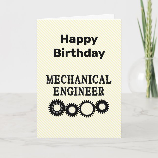 Carte d'anniversaire d'ingénieur mécanique engrena (Devant)