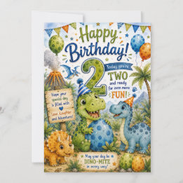 Carte d'anniversaire Dino-Mite 2 ans