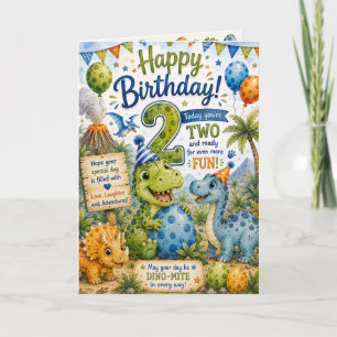 Carte d'anniversaire Dino-Mite 2 ans
