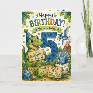 Carte d'anniversaire Dino-Mite 5 ans