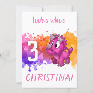 Carte d'anniversaire Dino Rose