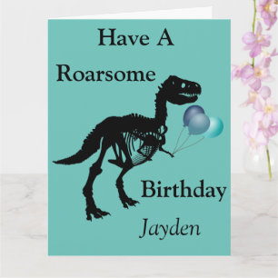 Carte d'anniversaire Dinosaur squelette personnali