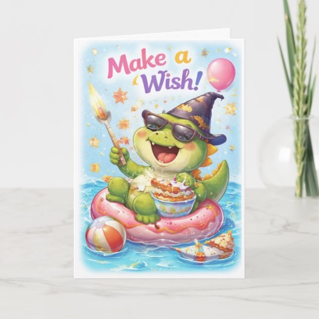 Carte d'anniversaire Dinosaure – ‘C'est l'heure de (Devant)