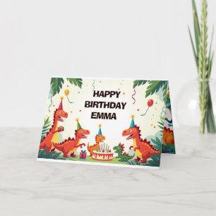 Carte d'anniversaire Dinosaure – Fête de Dino Amus