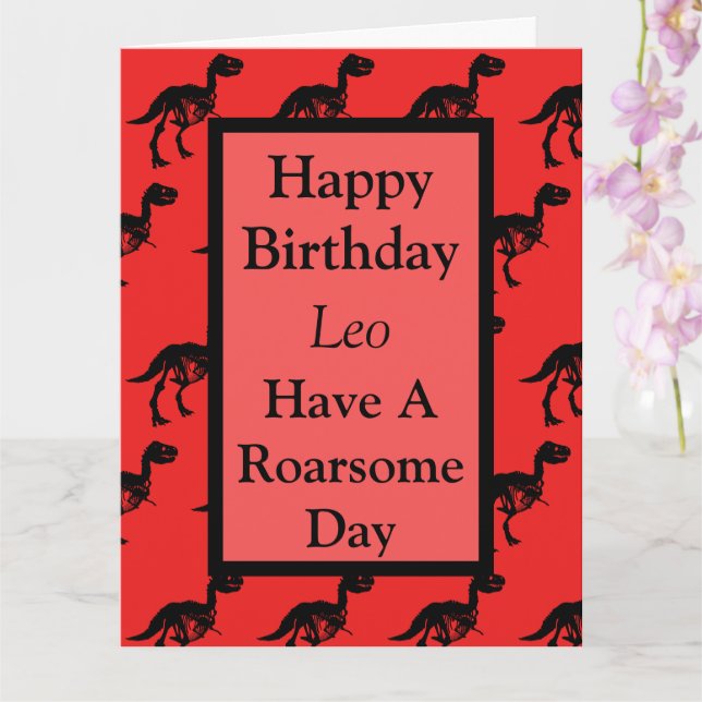 Carte d'anniversaire Dinosaure personnalisée (Orchidée)