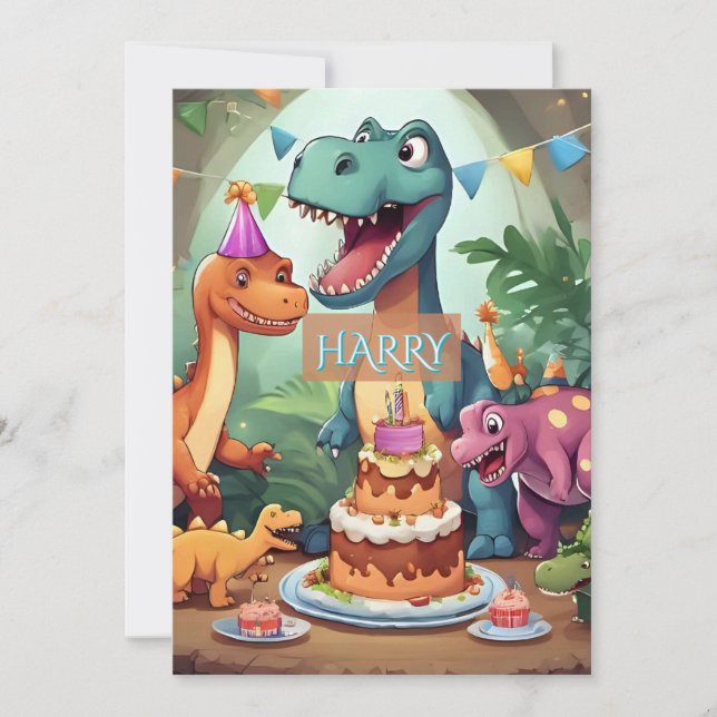 Carte d'anniversaire dinosaure pour enfants (Devant)