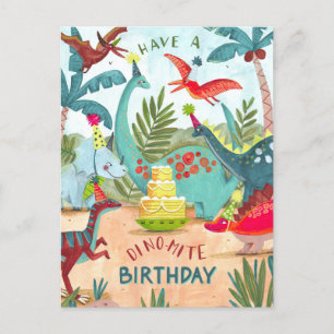Carte d'anniversaire dinosaure pour enfants dino-m