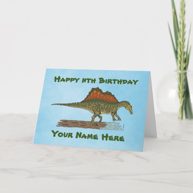 Carte d'Anniversaire Dinosaure Spinosaurus Crétacé (Devant)