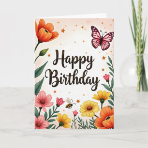 Carte d'anniversaire d'insecte ailé