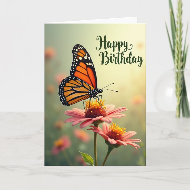 Carte d'anniversaire d'insecte orange (Devant)
