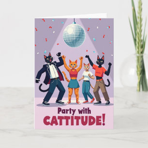 Carte d'anniversaire Disco Cat