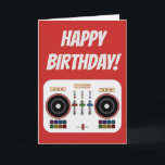 Carte d'anniversaire DO-IT-YOURSELF DJ moderne<br><div class="desc">Contrôleur MIDI DJ Cool derrière un arrière - plan rouge. Idéal pour tous les amoureux de musique ou DJ autour de la maison.</div>