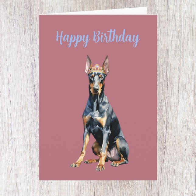 Carte d'anniversaire Doberman en Or Rose Mignonne (Créateur téléchargé)