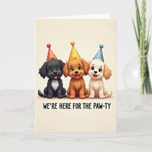 Carte d'anniversaire Dog Party Paws
