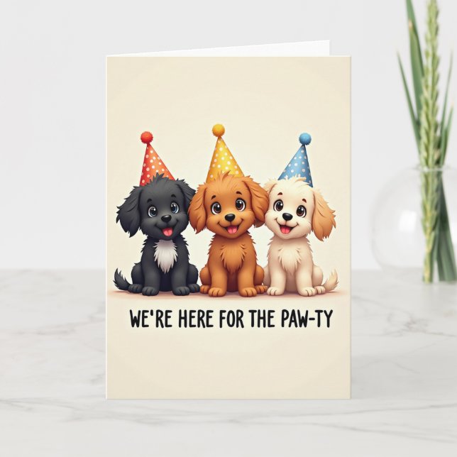 Carte d'anniversaire Dog Party Paws (Devant)