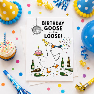 Carte d'anniversaire d'oie en liberté !