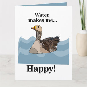 Carte d'anniversaire d'oie nageant dans l'eau