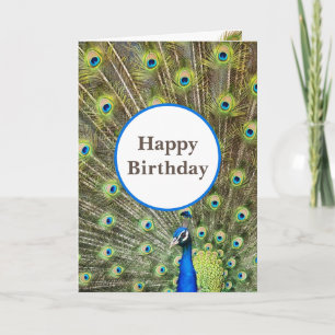 Carte d'anniversaire d'oiseau paon