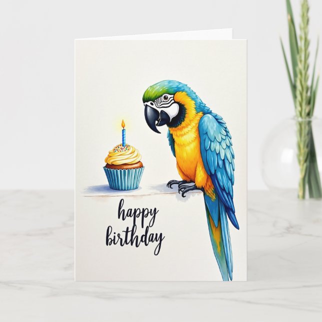Carte d'anniversaire d'oiseau perché (Devant)