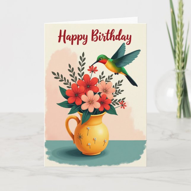 Carte d'anniversaire d'oiseau radieux (Devant)