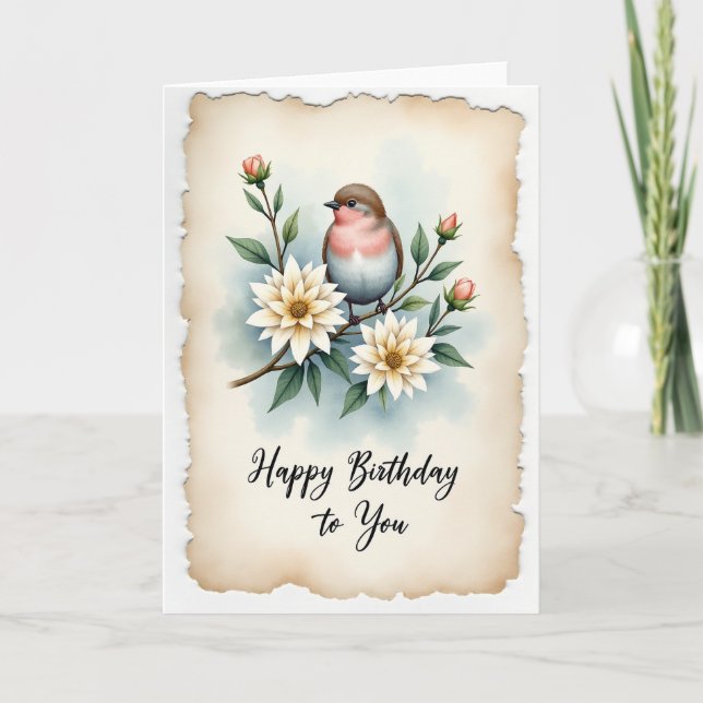 Carte d'anniversaire d'oiseau rustique (Devant)