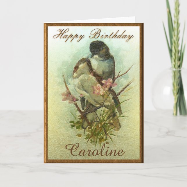 Carte d'anniversaire d'oiseaux personnels (Devant)